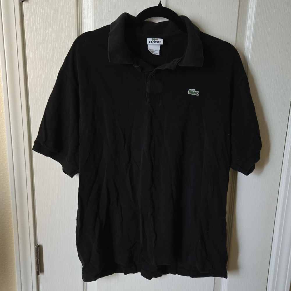 Lacoste Black Polo with Green Crocodile Logo